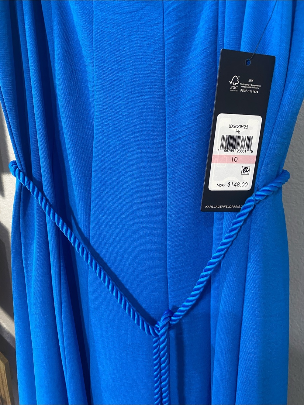 Karl Lagerfeld Vibrant Blue Maxi Dress with Rope Tie STUNNING๐ - Picture 3 of 12